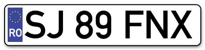 Placuta inmatriculare numar auto  SJ-89-FNX, SJ 89 FNX, SJ89FNX