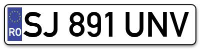 Placuta inmatriculare numar auto  SJ-891-UNV, SJ 891 UNV, SJ891UNV
