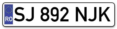 Placuta inmatriculare numar auto  SJ-892-NJK, SJ 892 NJK, SJ892NJK