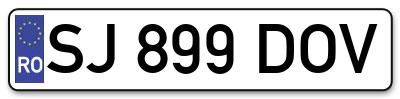 Placuta inmatriculare numar auto  SJ-899-DOV, SJ 899 DOV, SJ899DOV