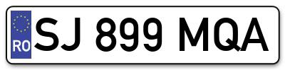 Placuta inmatriculare numar auto  SJ-899-MQA, SJ 899 MQA, SJ899MQA