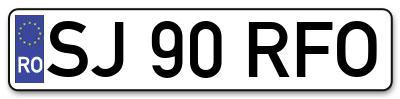 Placuta inmatriculare numar auto  SJ-90-RFO, SJ 90 RFO, SJ90RFO