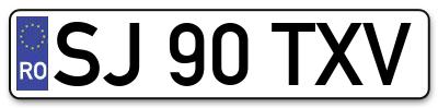 Placuta inmatriculare numar auto  SJ-90-TXV, SJ 90 TXV, SJ90TXV