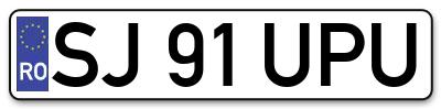 Placuta inmatriculare numar auto  SJ-91-UPU, SJ 91 UPU, SJ91UPU