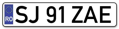 Placuta inmatriculare numar auto  SJ-91-ZAE, SJ 91 ZAE, SJ91ZAE