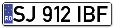 Placuta inmatriculare numar auto  SJ-912-IBF, SJ 912 IBF, SJ912IBF