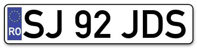 Placuta inmatriculare numar auto  SJ-92-JDS, SJ 92 JDS, SJ92JDS