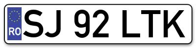 Placuta inmatriculare numar auto  SJ-92-LTK, SJ 92 LTK, SJ92LTK
