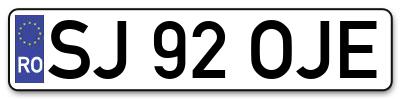 Placuta inmatriculare numar auto  SJ-92-OJE, SJ 92 OJE, SJ92OJE
