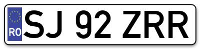 Placuta inmatriculare numar auto  SJ-92-ZRR, SJ 92 ZRR, SJ92ZRR