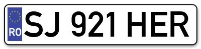 Placuta inmatriculare numar auto  SJ-921-HER, SJ 921 HER, SJ921HER