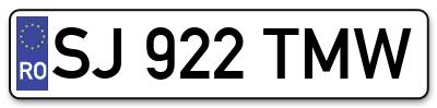 Placuta inmatriculare numar auto  SJ-922-TMW, SJ 922 TMW, SJ922TMW