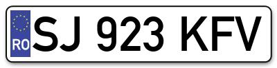 Placuta inmatriculare numar auto  SJ-923-KFV, SJ 923 KFV, SJ923KFV