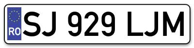 Placuta inmatriculare numar auto  SJ-929-LJM, SJ 929 LJM, SJ929LJM