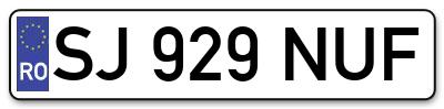 Placuta inmatriculare numar auto  SJ-929-NUF, SJ 929 NUF, SJ929NUF