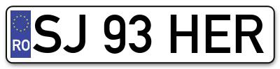 Placuta inmatriculare numar auto  SJ-93-HER, SJ 93 HER, SJ93HER