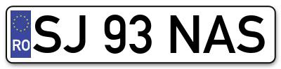 Placuta inmatriculare numar auto  SJ-93-NAS, SJ 93 NAS, SJ93NAS