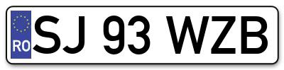 Placuta inmatriculare numar auto  SJ-93-WZB, SJ 93 WZB, SJ93WZB