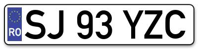 Placuta inmatriculare numar auto  SJ-93-YZC, SJ 93 YZC, SJ93YZC
