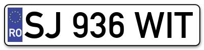 Placuta inmatriculare numar auto  SJ-936-WIT, SJ 936 WIT, SJ936WIT