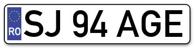 Placuta inmatriculare numar auto  SJ-94-AGE, SJ 94 AGE, SJ94AGE