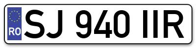 Placuta inmatriculare numar auto  SJ-940-IIR, SJ 940 IIR, SJ940IIR