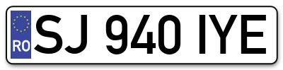 Placuta inmatriculare numar auto  SJ-940-IYE, SJ 940 IYE, SJ940IYE