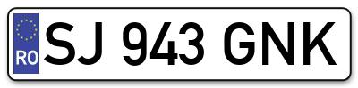Placuta inmatriculare numar auto  SJ-943-GNK, SJ 943 GNK, SJ943GNK