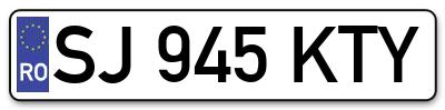 Placuta inmatriculare numar auto  SJ-945-KTY, SJ 945 KTY, SJ945KTY