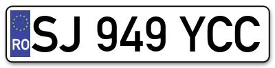 Placuta inmatriculare numar auto  SJ-949-YCC, SJ 949 YCC, SJ949YCC