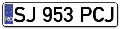 Placuta inmatriculare numar auto  SJ-953-PCJ, SJ 953 PCJ, SJ953PCJ