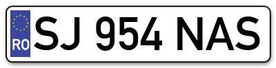 Placuta inmatriculare numar auto  SJ-954-NAS, SJ 954 NAS, SJ954NAS