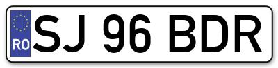 Placuta inmatriculare numar auto  SJ-96-BDR, SJ 96 BDR, SJ96BDR