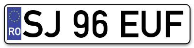 Placuta inmatriculare numar auto  SJ-96-EUF, SJ 96 EUF, SJ96EUF