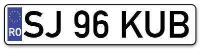 Placuta inmatriculare numar auto  SJ-96-KUB, SJ 96 KUB, SJ96KUB