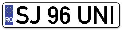 Placuta inmatriculare numar auto  SJ-96-UNI, SJ 96 UNI, SJ96UNI