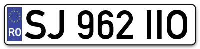 Placuta inmatriculare numar auto  SJ-962-IIO, SJ 962 IIO, SJ962IIO