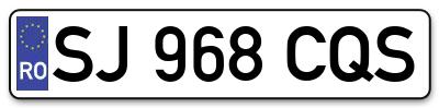 Placuta inmatriculare numar auto  SJ-968-CQS, SJ 968 CQS, SJ968CQS