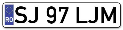 Placuta inmatriculare numar auto  SJ-97-LJM, SJ 97 LJM, SJ97LJM