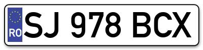 Placuta inmatriculare numar auto  SJ-978-BCX, SJ 978 BCX, SJ978BCX