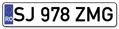 Placuta inmatriculare numar auto  SJ-978-ZMG, SJ 978 ZMG, SJ978ZMG