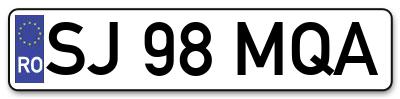 Placuta inmatriculare numar auto  SJ-98-MQA, SJ 98 MQA, SJ98MQA