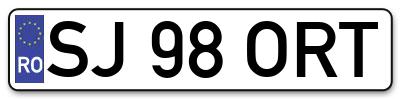 Placuta inmatriculare numar auto  SJ-98-ORT, SJ 98 ORT, SJ98ORT