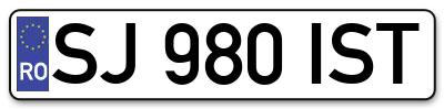 Placuta inmatriculare numar auto  SJ-980-IST, SJ 980 IST, SJ980IST