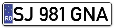 Placuta inmatriculare numar auto  SJ-981-GNA, SJ 981 GNA, SJ981GNA