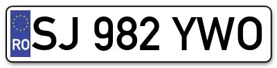 Placuta inmatriculare numar auto  SJ-982-YWO, SJ 982 YWO, SJ982YWO