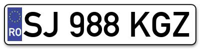 Placuta inmatriculare numar auto  SJ-988-KGZ, SJ 988 KGZ, SJ988KGZ