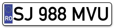 Placuta inmatriculare numar auto  SJ-988-MVU, SJ 988 MVU, SJ988MVU
