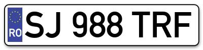 Placuta inmatriculare numar auto  SJ-988-TRF, SJ 988 TRF, SJ988TRF