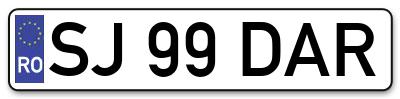Placuta inmatriculare numar auto  SJ-99-DAR, SJ 99 DAR, SJ99DAR